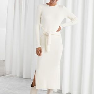 & Other Stories Belted Rib Midi Dress